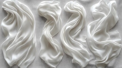 Fototapeta premium Delicate white cloths gracefully suspended on a soft-focus background