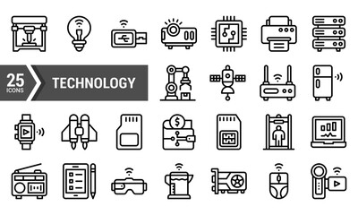 25 Technology Line Icons for Your Next Project.
