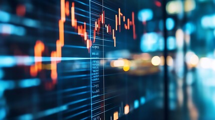 Intricate financial graph depicted on a screen highlighting trading activity in a busy digital marketplace : Generative AI