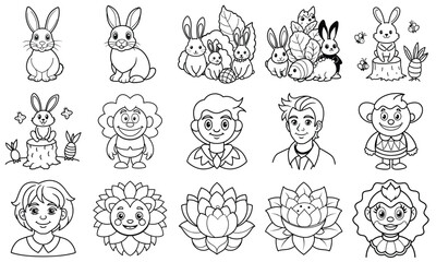 coloring pages bundle set vector 
