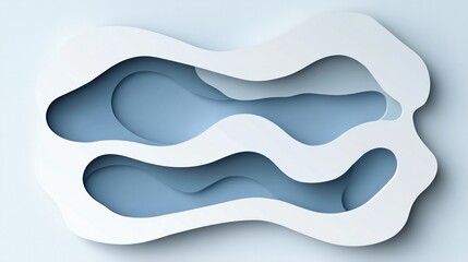 Abstract layered shapes form a three dimensional cutout design