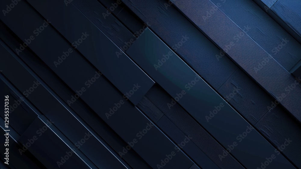 Poster abstract metallic geometric blocks in blue and black. digital art for design of 3d rendering cube wi