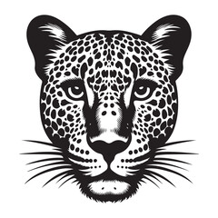 Striking Leopard Silhouette Portrait Fierce Predator Vector Graphic Illustration