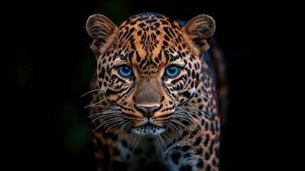 Obraz premium A Beautiful Leopard Posing With Intense Blue Eyes Looking Forward
