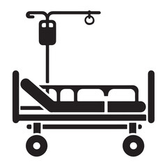 Hospital Bed Silhouette Vector Illustration Symbol Of Healthcare