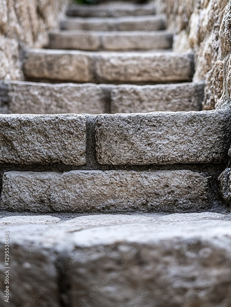 Leinwandbilder close up view of stone steps leading upwards in a vintage style setting : generative ai