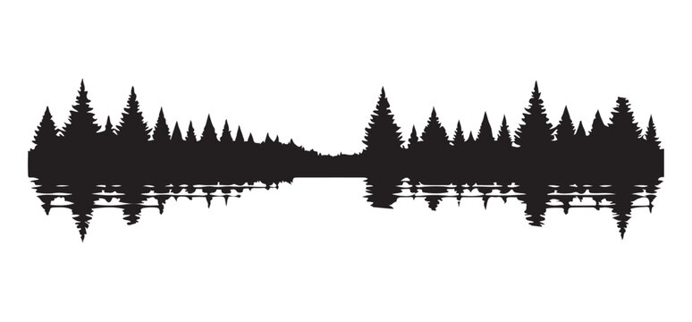 Silhouette Forest Reflection Vector Illustration for Nature Themes