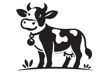 Cartoon Cow Vector Illustration for Dairy Farm Product Promotion Art