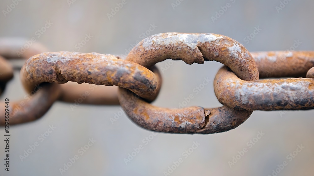Poster Close Up of Rusty Metal Chains Against a Blurred Background Symbolizing Strength and Resilience : Generative AI