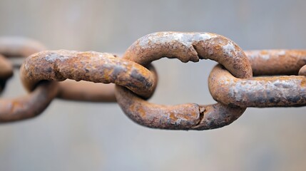Fototapeta premium Close Up of Rusty Metal Chains Against a Blurred Background Symbolizing Strength and Resilience : Generative AI