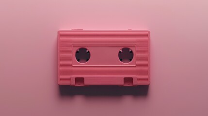 Obraz premium Vintage Pink Cassette Tape on Soft Pink Background