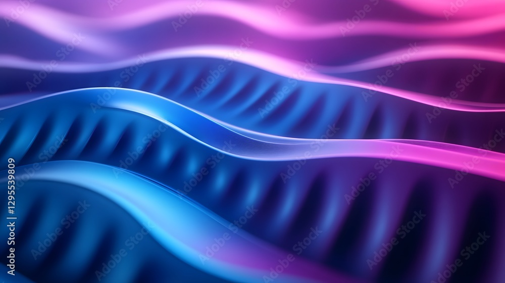 Poster abstract wavy surfaces with blue and pink color gradients creating depth