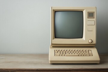 Vintage computer on wooden desk