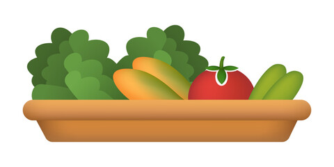 Vegetable Illustration featuring Tomato Papaya and Fresh Greens in a Basket representing Organic Food Healthy Eating and Harvesting perfect for Market Grocery and Nutrient-Rich Vegetarian Lifestyles