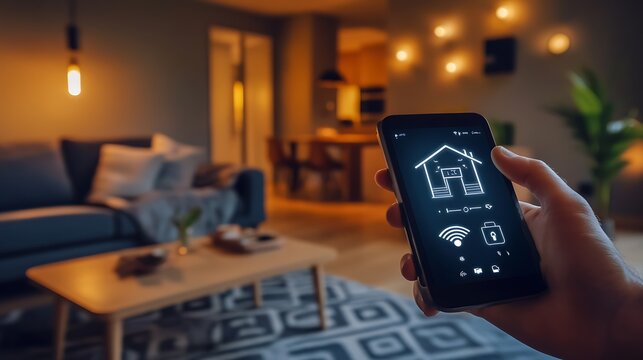 A person controls their smart home from a mobile phone