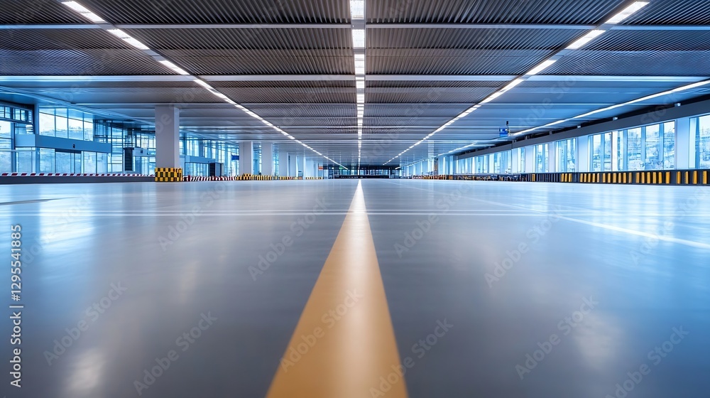 Leinwandbilder spacious empty parking lot with clear lines and bright overhead lights creating a modern urban lands