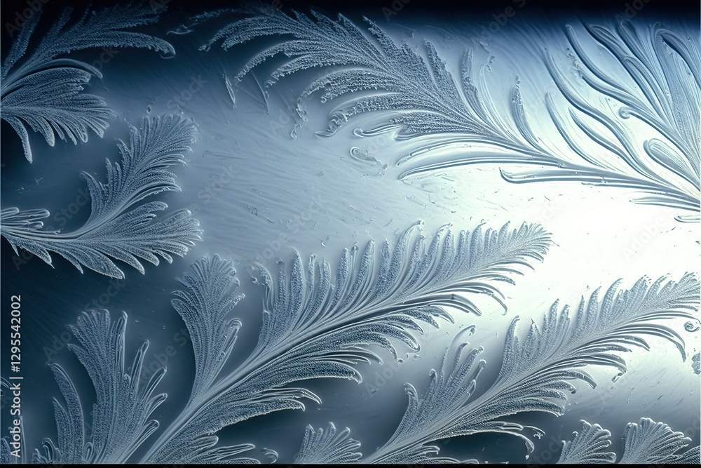 Poster frozen pattern on the window. frosted glass in amazing elements. winter crystal background texture. 