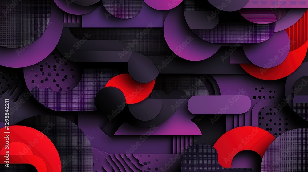 Aufkleber dynamic black and red abstract background with intertwined circles, a modern visually striking desig