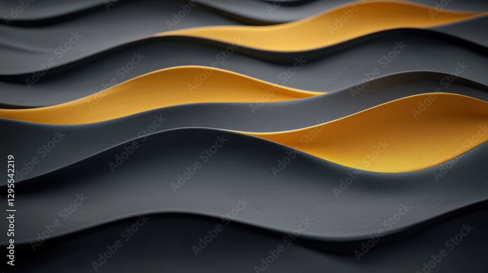 Aufkleber abstract 3d rendered surface with flowing curves and wavy lines, modern design background