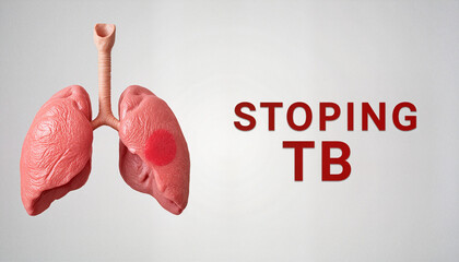 Professional digital illustration of human lungs with red infection spot, promoting World Tuberculosis Day awareness