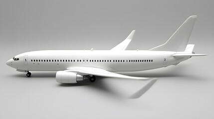 Fototapeta premium A monochrome airplane model presented on a plain gray background