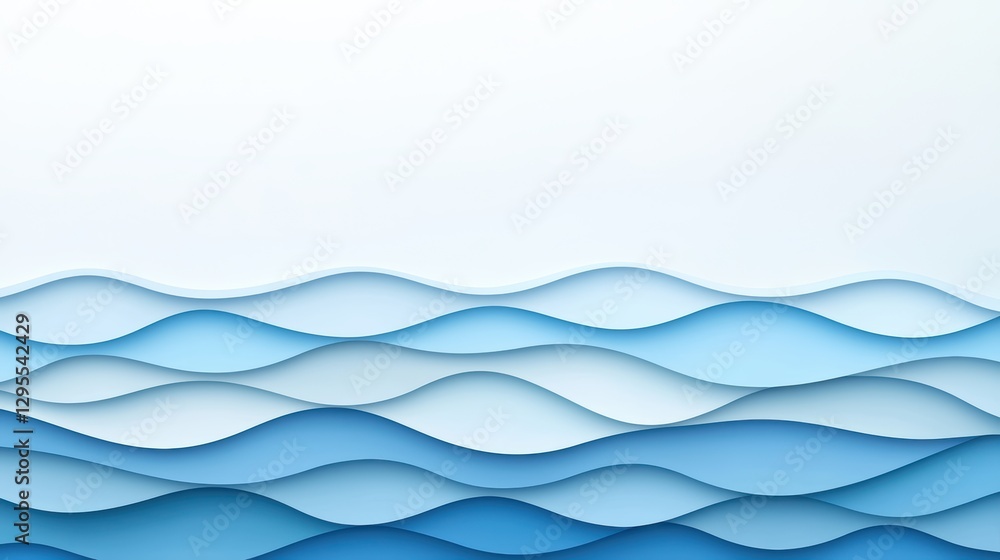 Poster abstract background with paper cut waves, dynamic fluid forms in modern art design