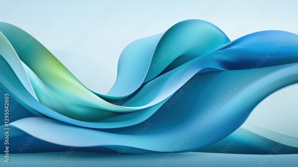 Poster abstract blue wave background, dynamic flowing gradient with smooth lines for modern design
