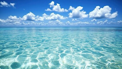 Clear Blue Ocean Water Under a Sunny Sky