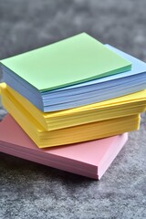 Stack of Pastel Colored Paper Notes Memo Pad