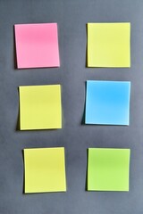 Colorful Sticky Notes on Gray Background Blank Memo Pads