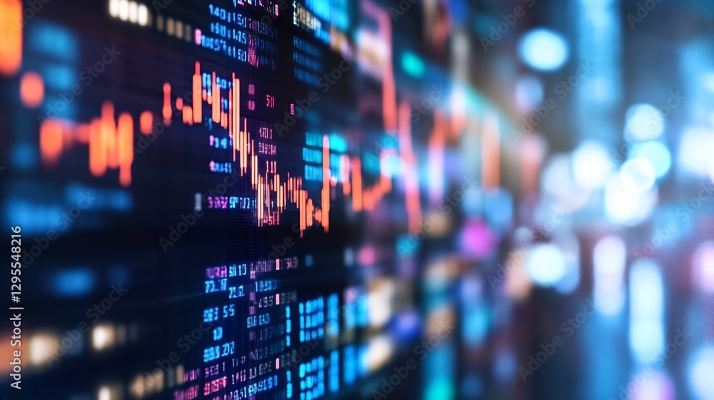 Leinwandbilder vibrant stock market data visualization with colorful graphs and indicators : generative ai