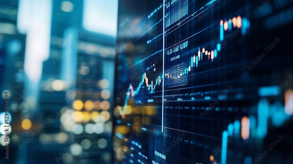 Poster Dynamic Stock Market Data Visualization with Charts and Digital Elements : Generative AI