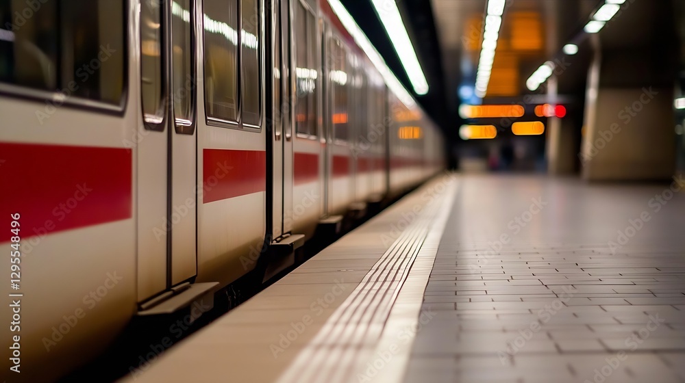 Poster urban subway station with a train at the platform highlighting modern transport systems : generative