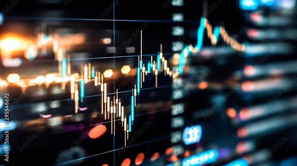 Aufkleber Dynamic stock market graph displaying financial trends and data analytics in vibrant colors : Generative AI