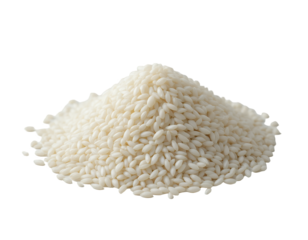 A Mound of Arborio Rice on a Stark Black Background for Culinary Art