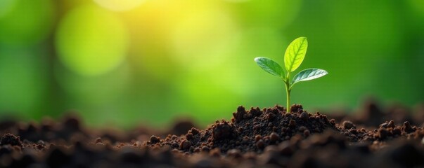 Tree seedling sprouts from coffee bean greenery, forest, plants, nature