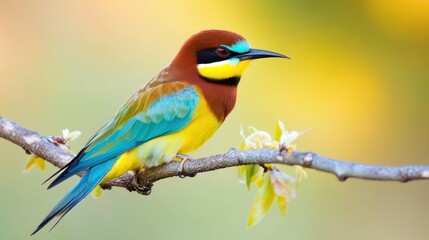 Colorful european bee eater perched gracefully on a branch