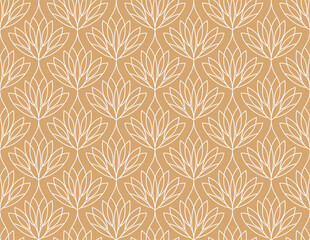 Flower geometric pattern. Seamless vector background. White and golden ornament