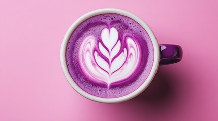 Purple Latte Art on Pink Background (2)