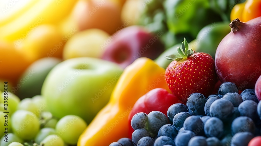 Poster Vibrant assorted fruits arranged beautifully for a healthy and colorful display : Generative AI