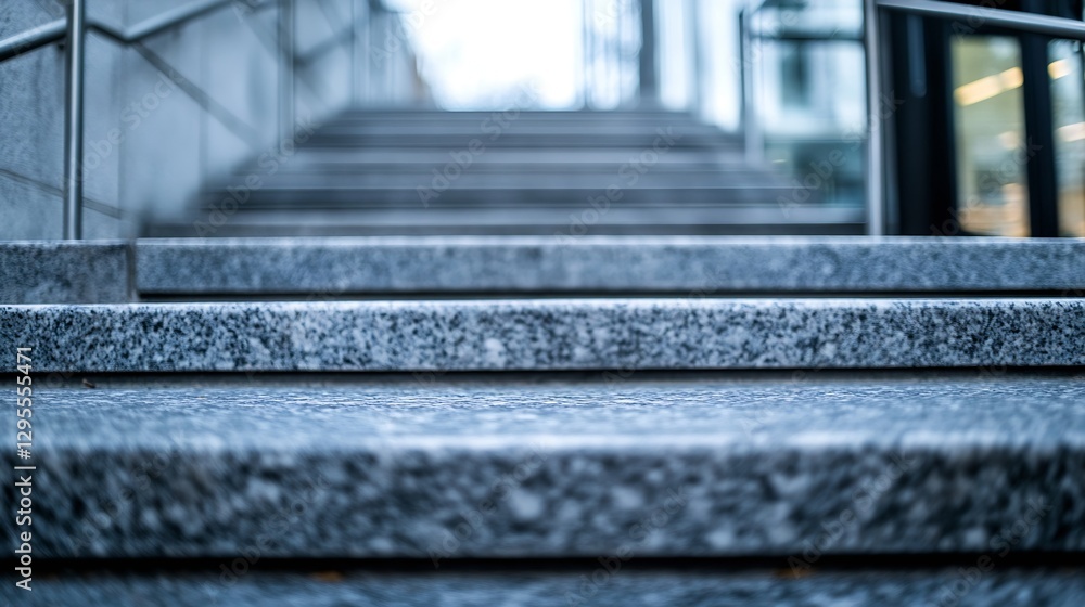 Poster Low Angle View of Grey Concrete Steps Leading upward in a Modern Setting : Generative AI