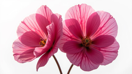 Naklejka premium Photorealistic Image of Two Large Dark Pink Flowers Similar to Sweet Pea Blossoms