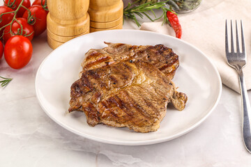 Grilled pork neck sirloin steak