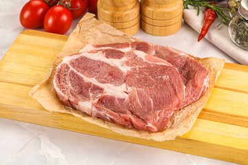 Raw pork neck steak sirloin