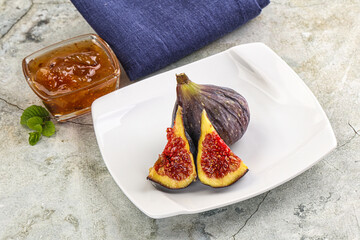 Purple ripe fig with cut