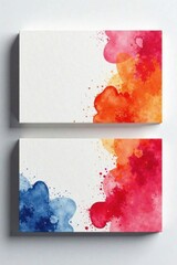 Watercolor business card template with bold and colorful graphics, watercolor, colorful, bold