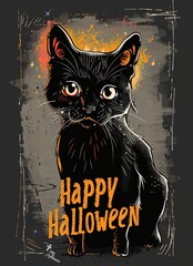 halloween background with black cat poster