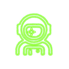Icon user astronaut from the flow of energy of green color. Shimmering neon