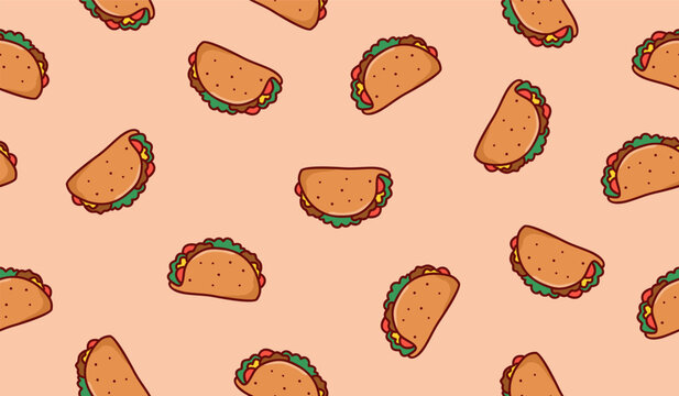 Cute taco pattern background vector design