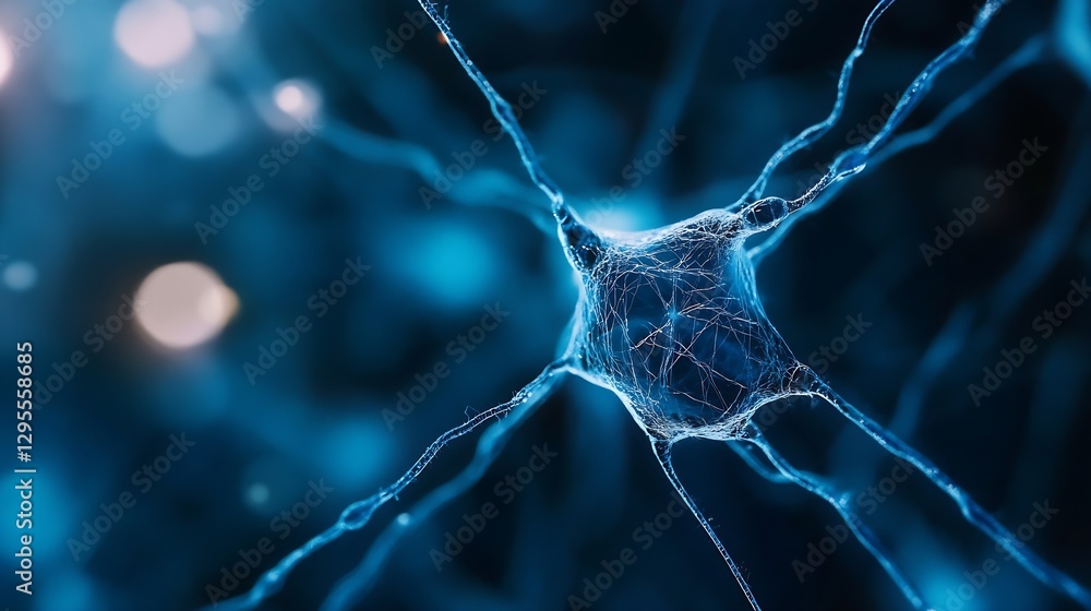 Aufkleber Detailed CloseUp of Neurons and Synapses Representing the Complexity of Human Brain Functionality : Generative AI